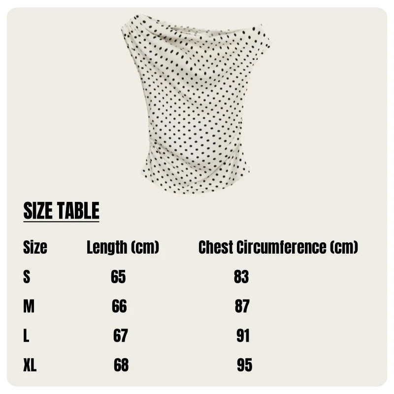 Summer Korean Style Retro Ivory Black Polka Dot Slim Fit Short-Sleeved Off-The-Shoulder T-Shirt