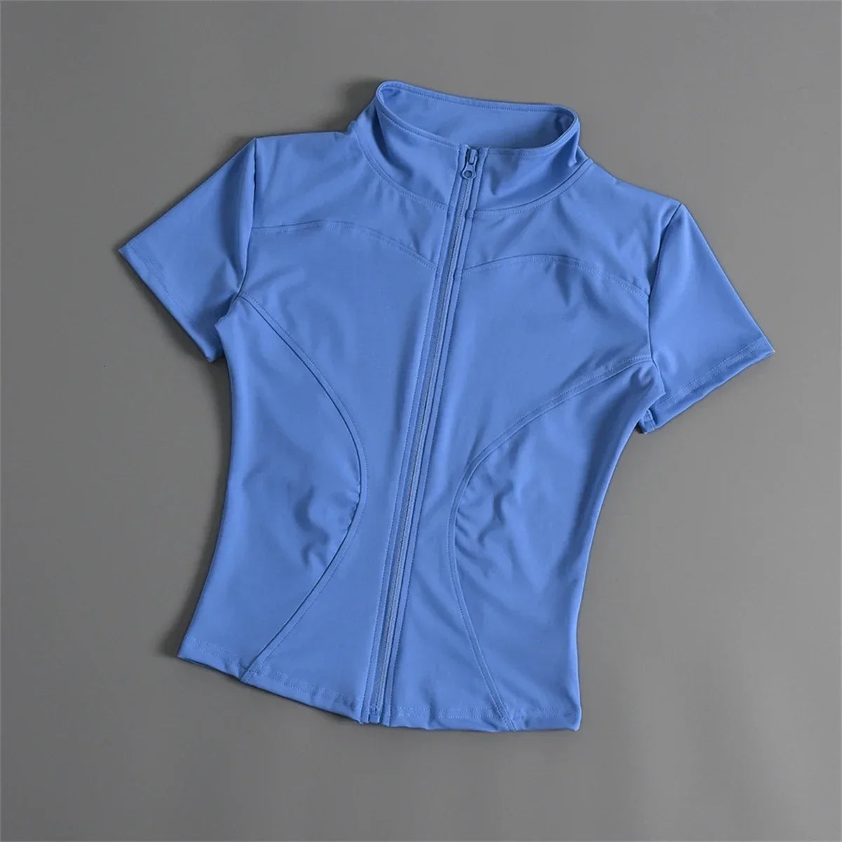 Casual Slim Sports Coat For Women Short Sleeve Solid Zipper Tops Female Cycling Running Yoga Outfit Clothes Summer Sport Jacket